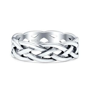 Celtic Oxidized Band Solid 925 Sterling Silver Thumb Ring 6mm Size 8
